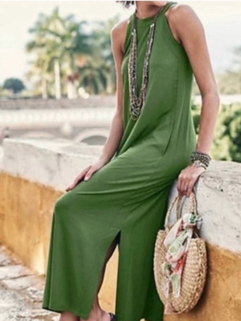 J Jill Halter Maxi Dress with Pockets, M Petite